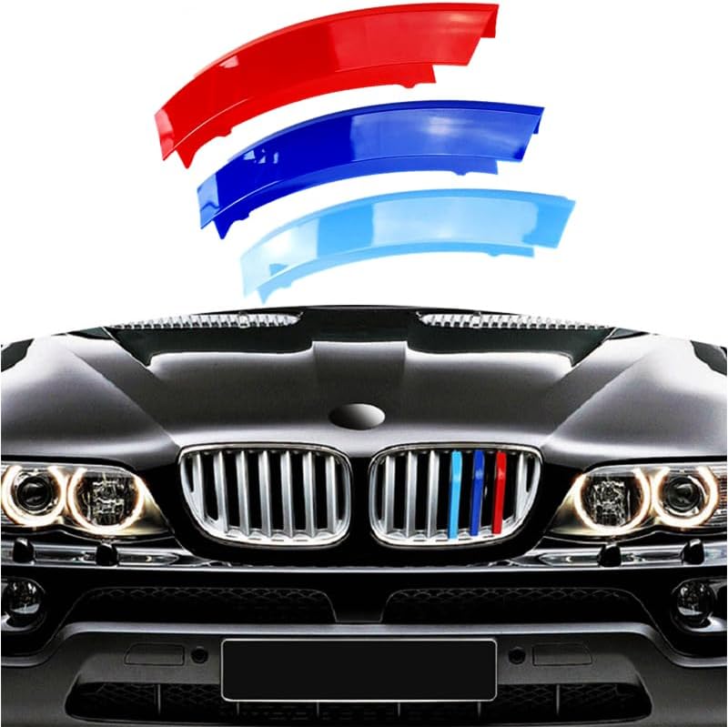 Goodream Tricolored Grille Insert Trims Compatible With BMW 2003-2006 E53 X5 7-Beams Center Kidney Grill - Image 1